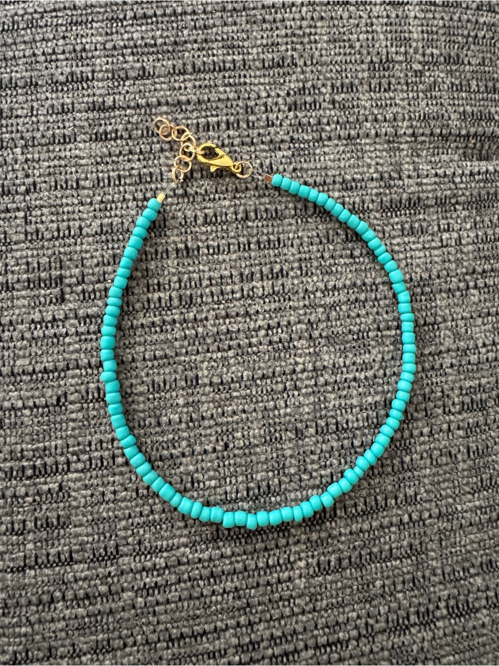 Gold-Accent Pink, Blue & Turquoise Beaded Adjustable Ankle Bracelet Set of 3 - Picture 4 of 5